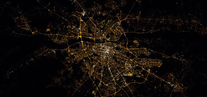 Warszawa widziana z Międzynarodowej Stacji Kosmicznej