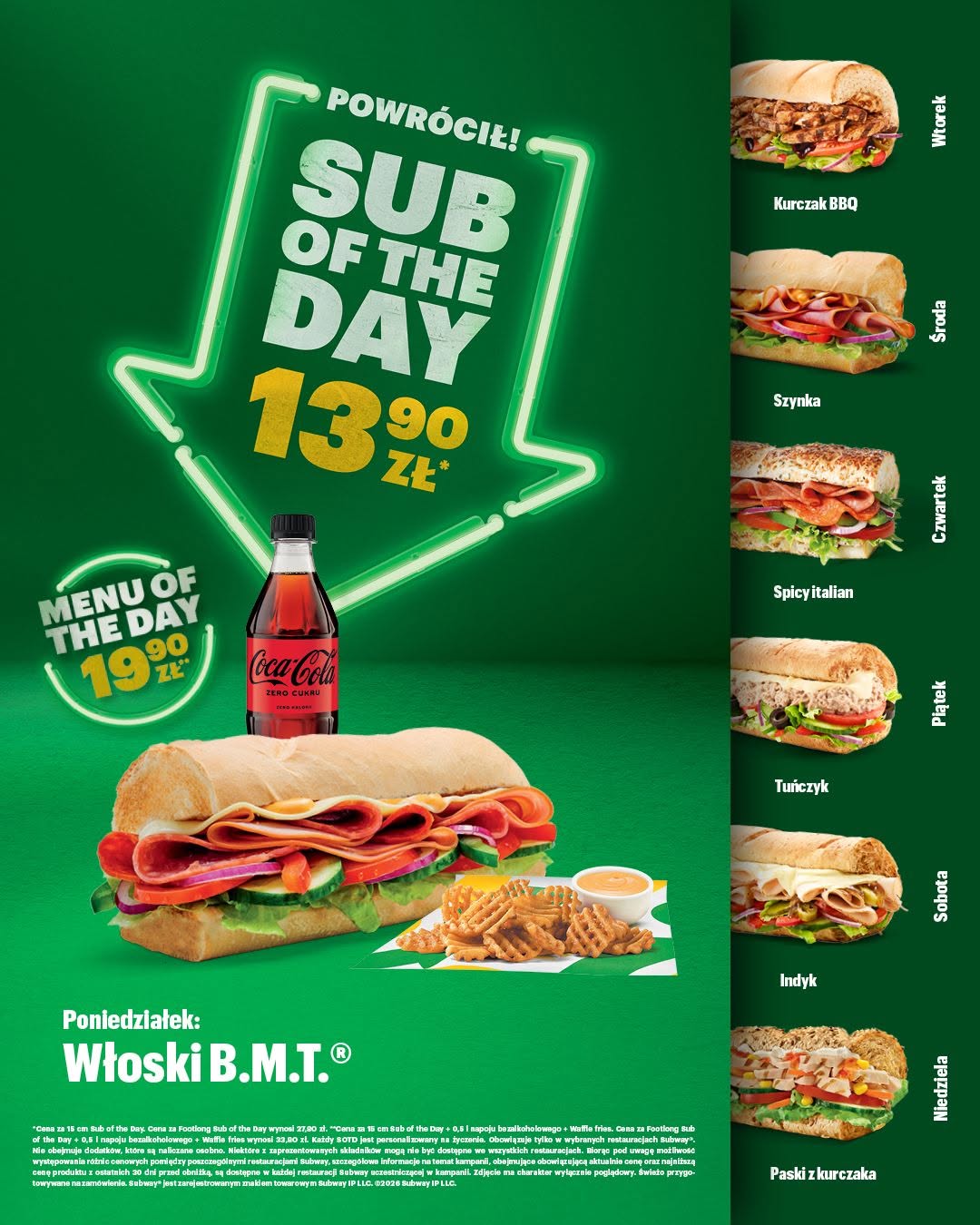 Promocje Subway – kanapka dnia za 8,25 oraz woda gratis!