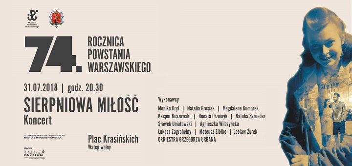 Koncert „Sierpniowa miłość” z okazji 74. rocznicy Powstania Warszawskiego