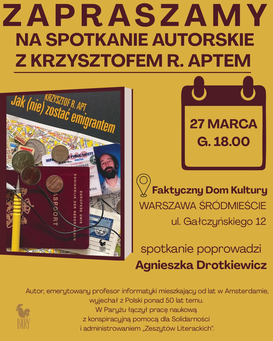 Premiera książki „Jak (nie) zostać emigrantem”, Krzysztofa R. Apta