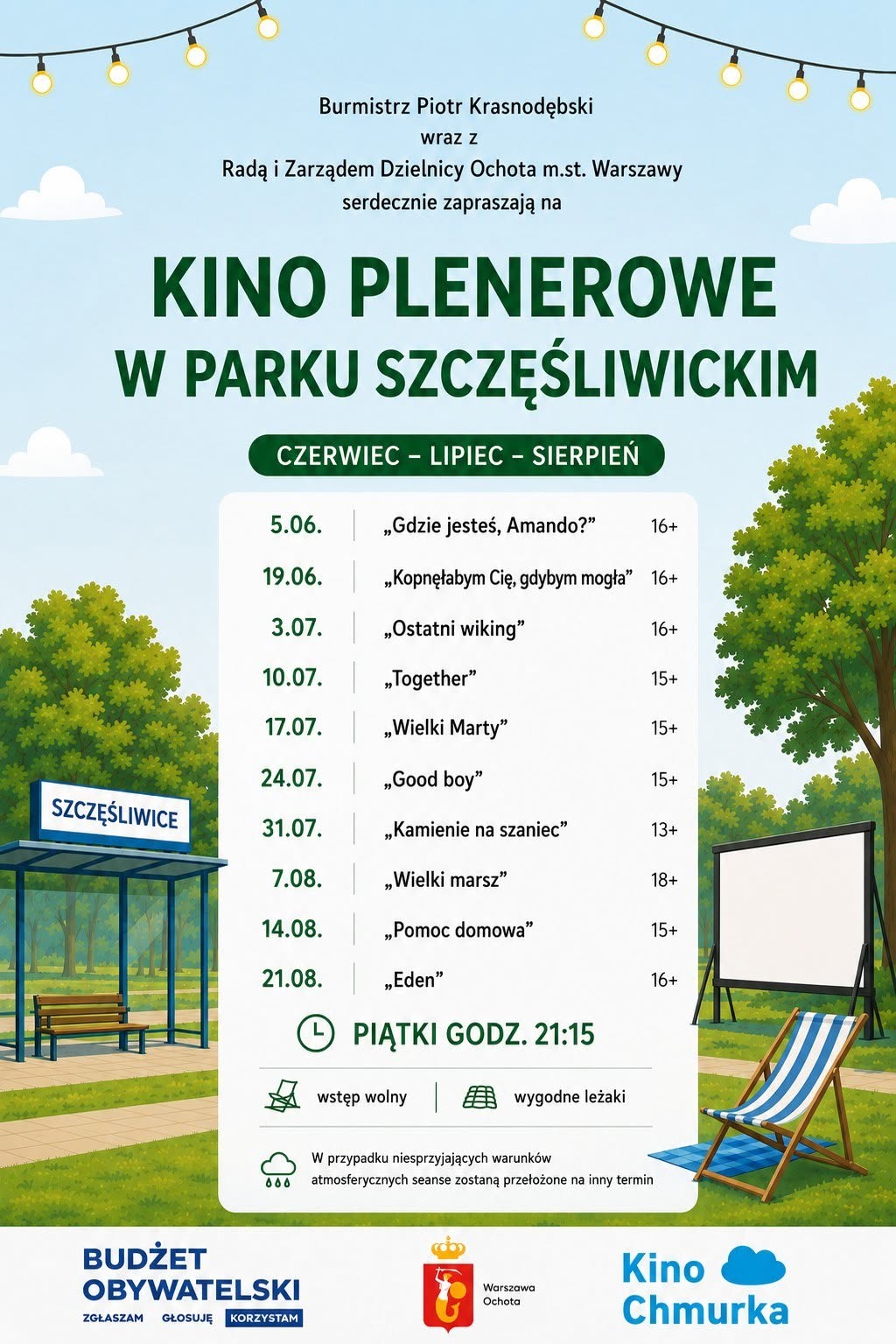 Kino plenerowe w Parku Szczęśliwickim | 3 lipca 2026 | Ochota | War…