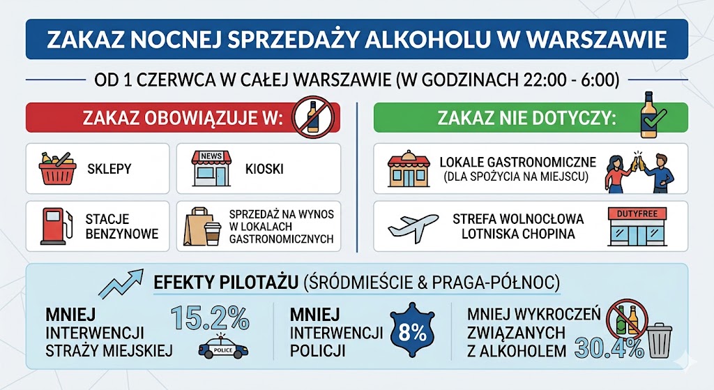 Warszawa wprowadza nocną prohibicję. Od 1 czerwca zmiany w całym mieście