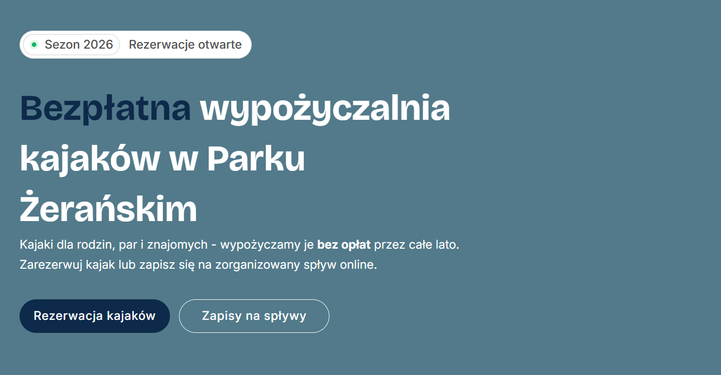 Bezpłatna wypożyczalnia kajaków w Parku Żerańskim | 27 czerwca 2026…