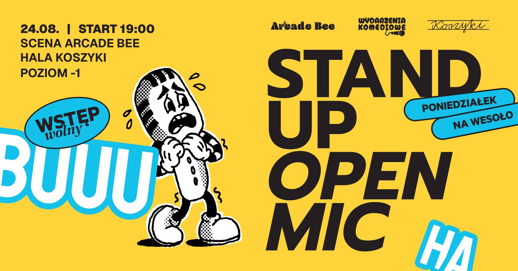 Open Mic Stand Up w Arcade Bee Hala Koszyki x Wydarzenia Komediowe