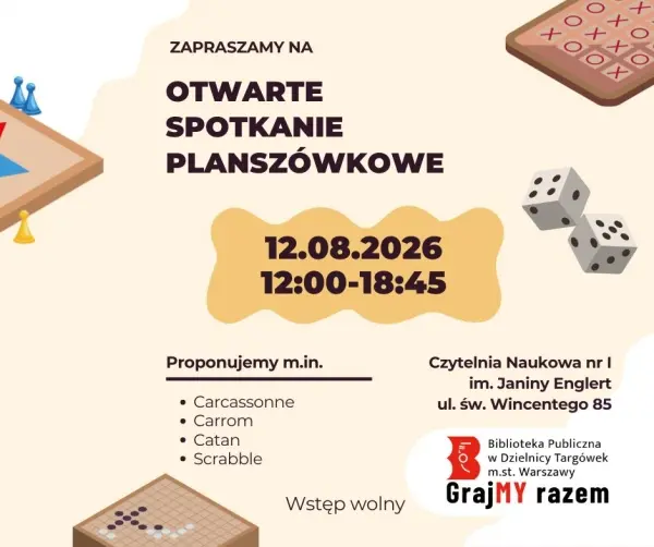 Otwarte spotkanie planszówkowe | 12 sierpnia 2026 | Targówek | Wars…
