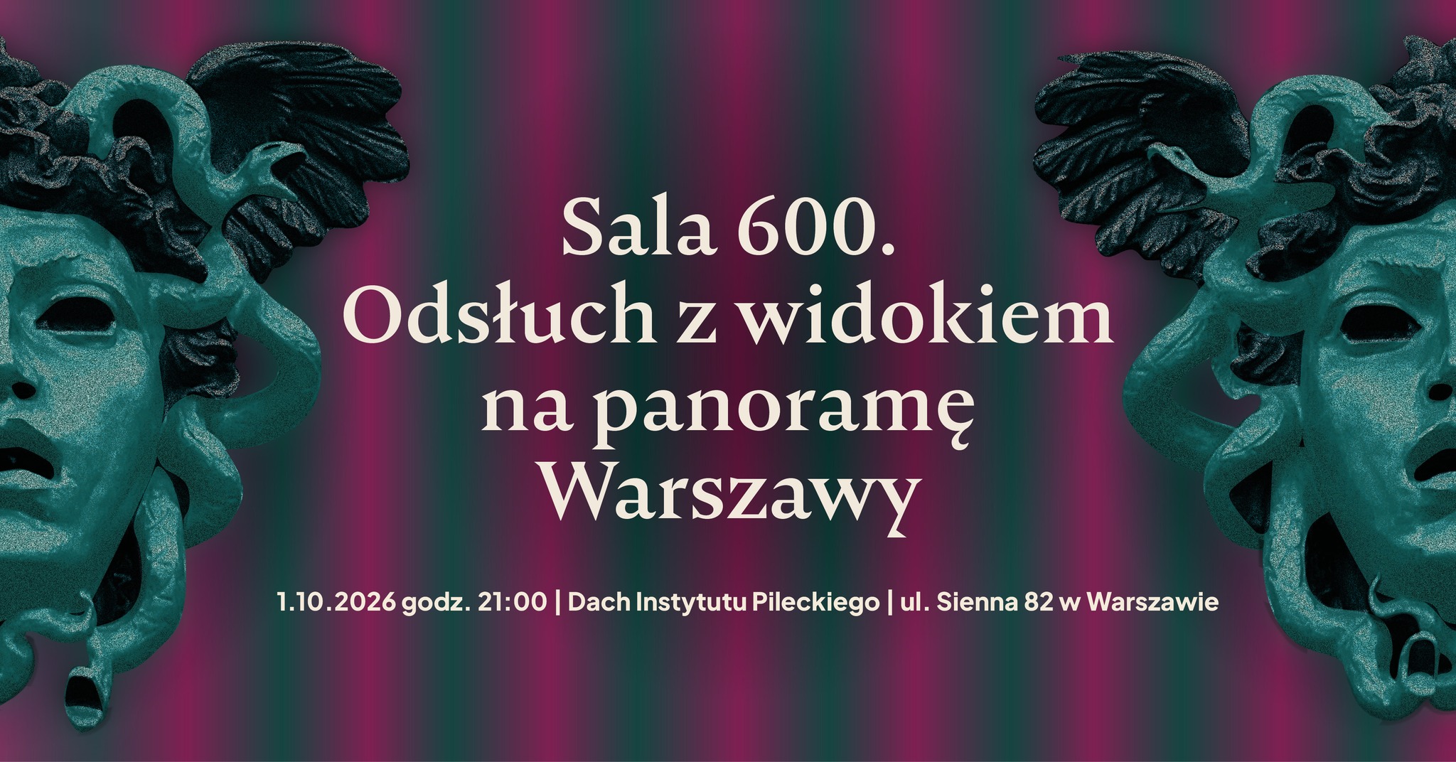 Odsłuch 2. odcinka audioserialu „Sala 600” z widokiem na panoramę Warszawy