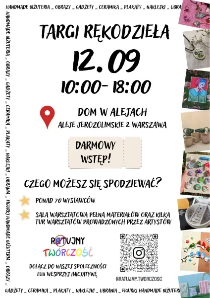 Targi rękodzieła Ratujmy Twórczość: Darmowy wstęp, warsztaty, atrakcje