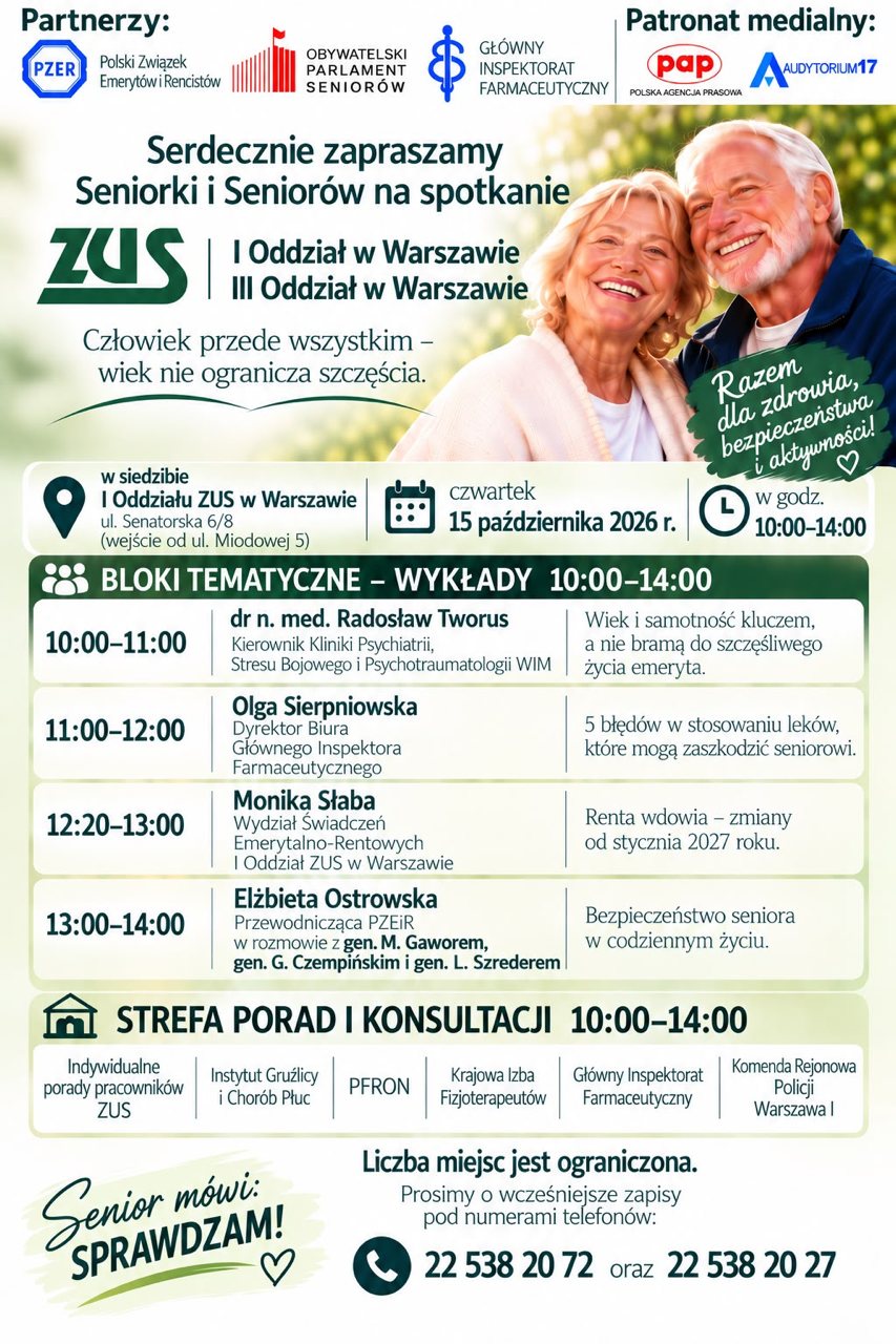 Dzień Seniora w ZUS – „Człowiek przede wszystkim – wiek nie ogranicza szczęścia”