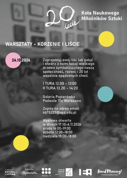 Korzenie i liście – projektowanie papierowych liści, warsztaty rodzinne z okazji 20-lecia koła [godz. 12:00 i 13:20]