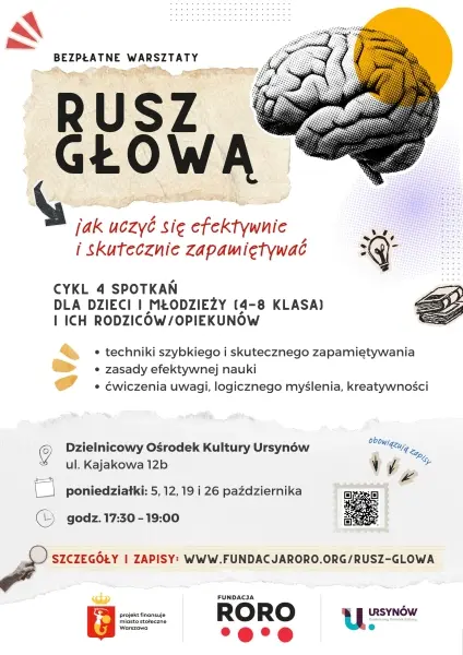 Rusz głową – jak uczyć się efektywnie i skutecznie zapamiętywać – cykl 4 spotkań