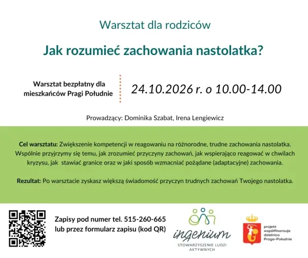 Warsztat dla rodziców – Jak rozumieć zachowania nastolatka?